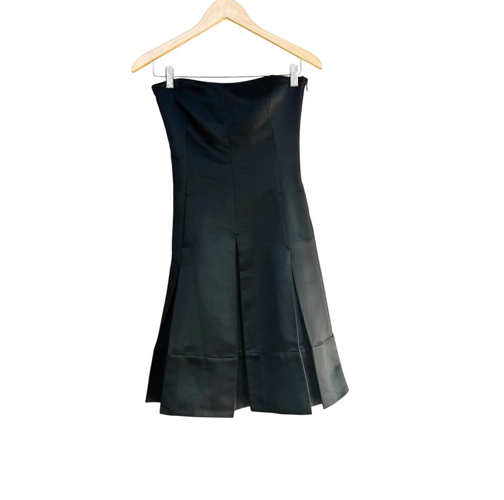 MNG Suit Black Strapless Dress 4 Aline LBD Old Money Event Wedding Satin Luxury